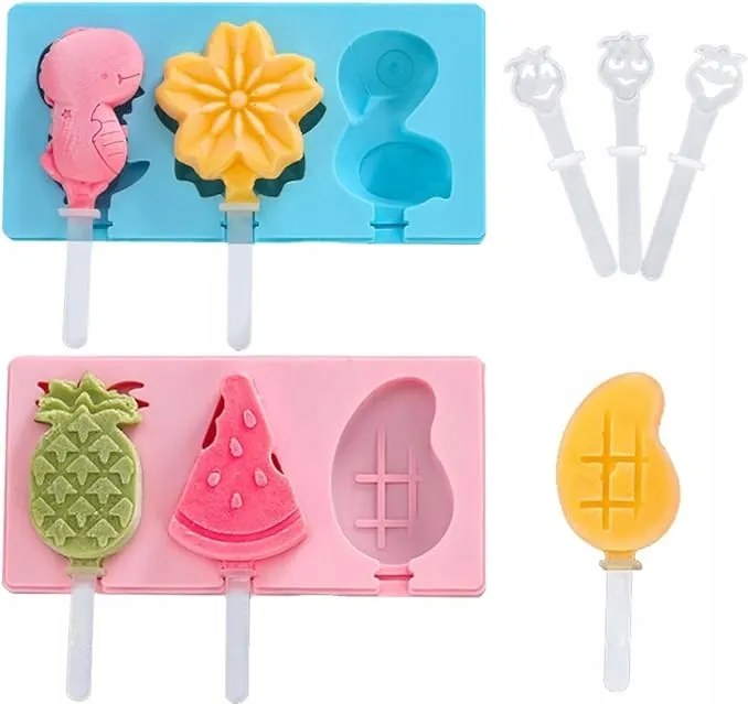 Fagylaltformák 2 Db Forma 6 Minta Újrafelhasználható Pálcikákkal