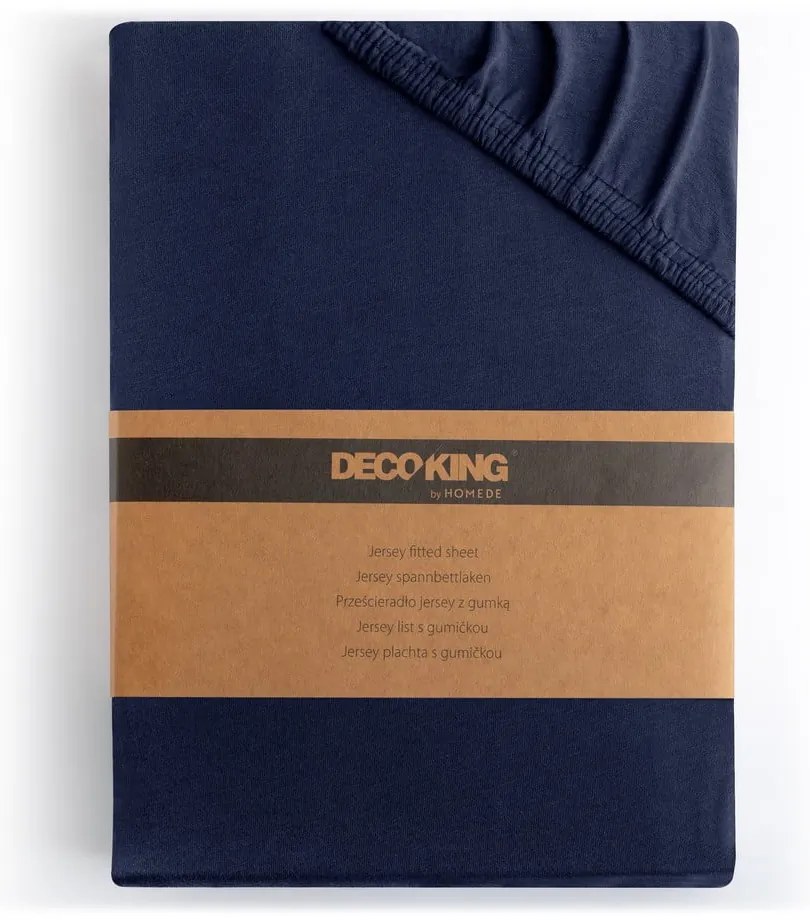 Sötétkék gumis jersey lepedő 200x200 cm Amber – Restilo