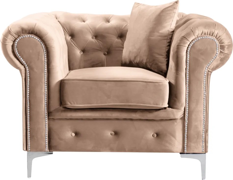 Luxus fotel, világosbarna Velvet szövet, ROMANO