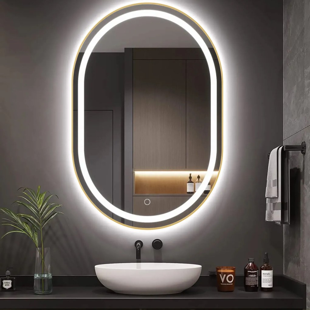 Tükör LED OLL 60x90 cm Brush Gold