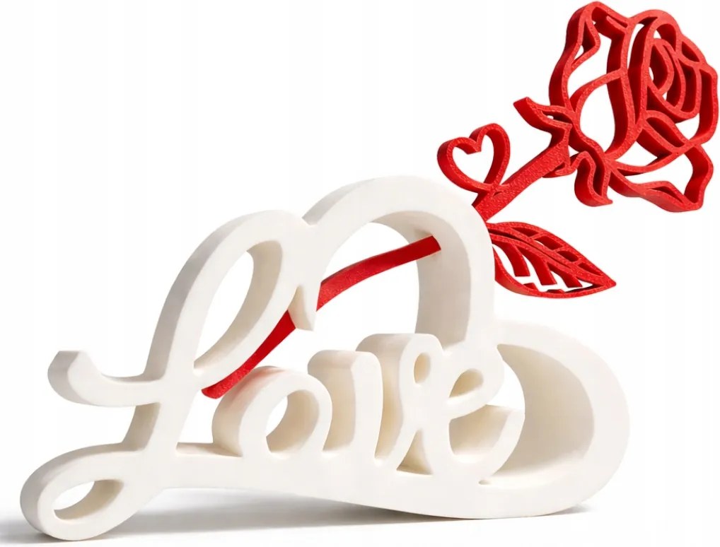 Love Figura 3D szív alakú felirat rózsával Valentin nap Személyre szabás