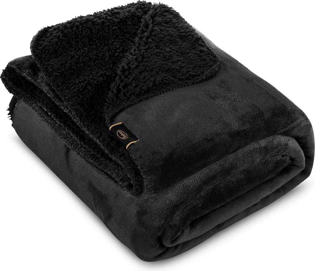 Kétoldalas takaró Tedy 150x200 fekete puha bolyhos meleg bükk strapabíró