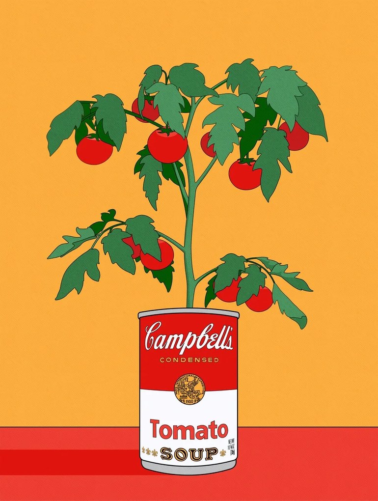 Illusztráció Campbells Soup Tomato Plant Retro Illustration, Retrodrome