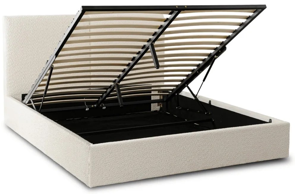 Franciaágy Krém Bouclé Kárpittal. Ágyneműtartóval. 180x200 cm. MARSYLIA