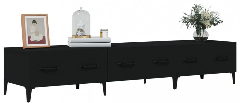 fekete szerelt fa TV-szekrény 150 x 34,5 x 30 cm