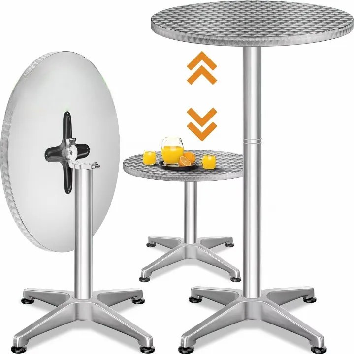 Deuba Alumínium bárasztal Ø60 cm összecsukható - ezüst