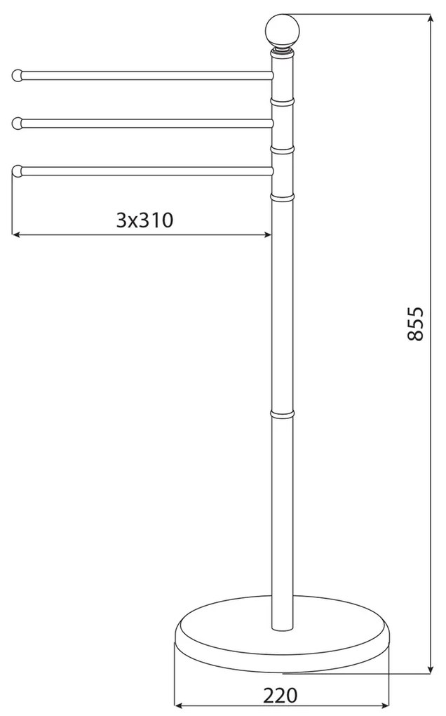 AQUALINE SB161 Samba törülközőtartó talppal, rozsdamentes acélból