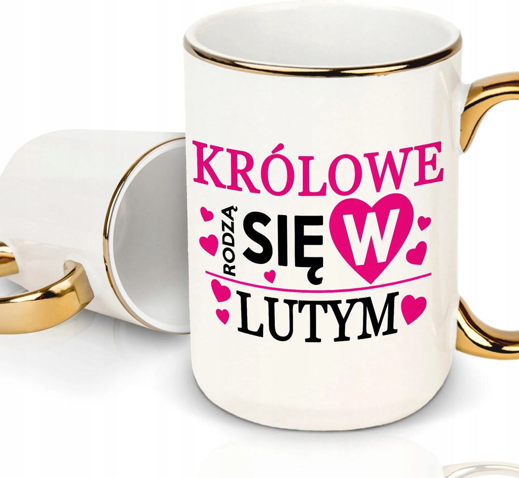 Fehér Xxl-es Bögre Arany Rantokkal A Királynők Februárban Születnek Neki