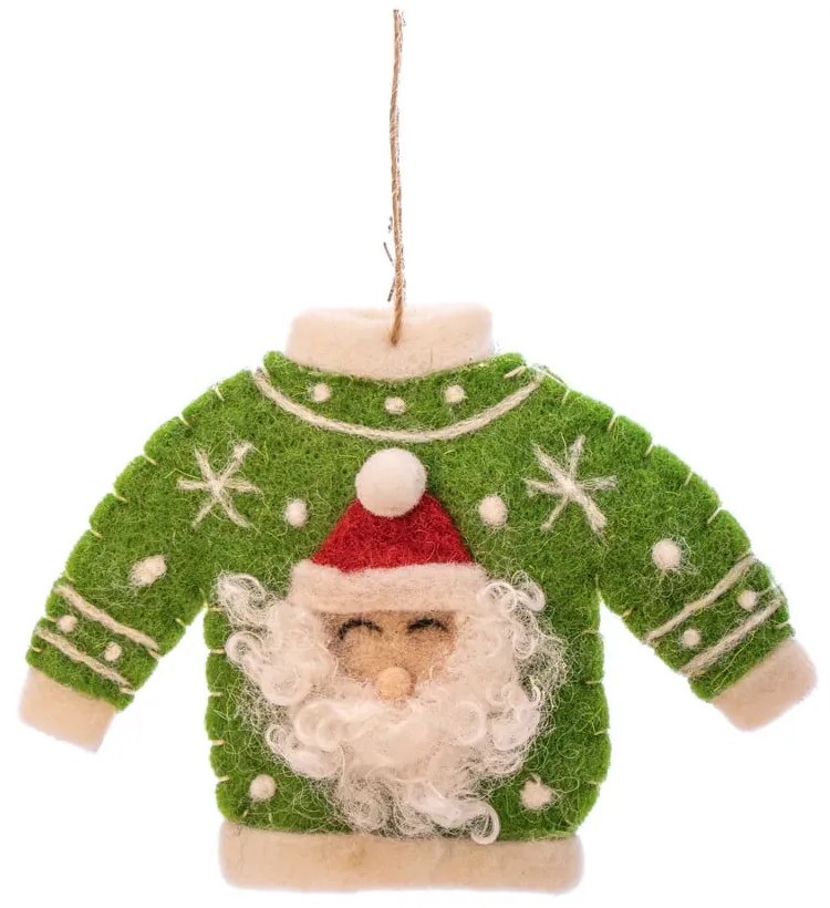 Textil kézzel készített karácsonyfadísz 12 cm Santa Jumper – Sass & Belle