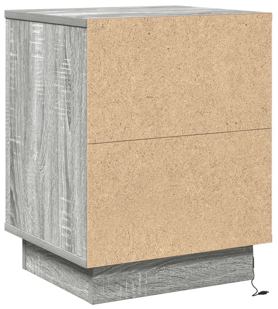 Éjjeli Szekrények LED Világítással 2 db Szürke Sonoma 39x34.5x50 cm