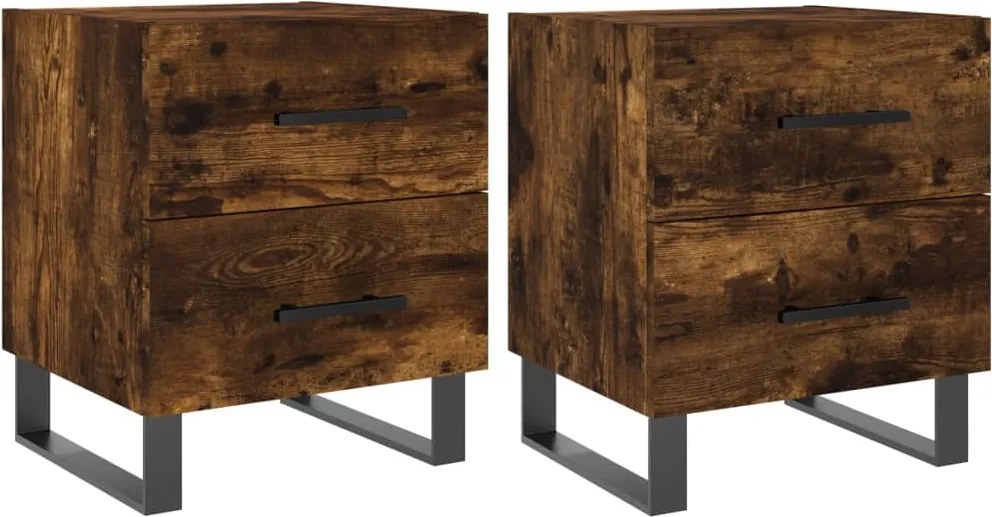 vidaXL 2 db füstös tölgy színű szerelt fa éjjeliszekrény 40x35x47,5 cm
