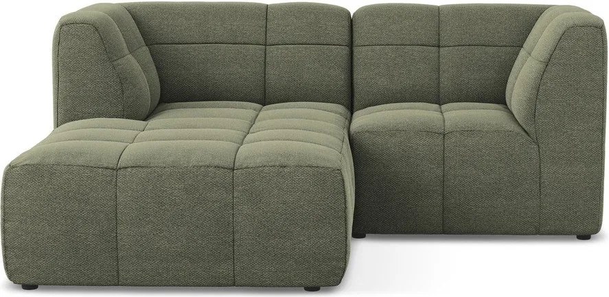 Zöld buklé sarokkanapé (bal oldali-heverő résszel) Aloha – Makamii