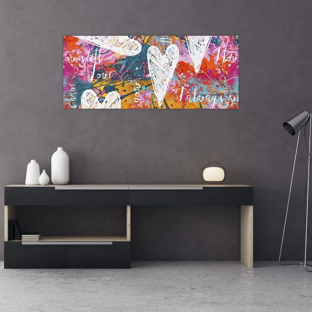 Kép - szív egy absztrakt háttérben (120x50 cm)