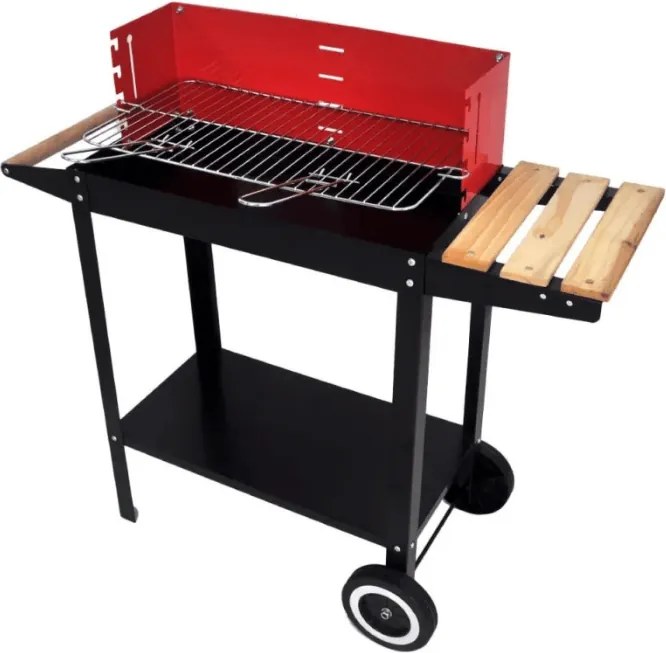 Kerti grill faszénnel BBQ 87x35 cm, fekete/piros