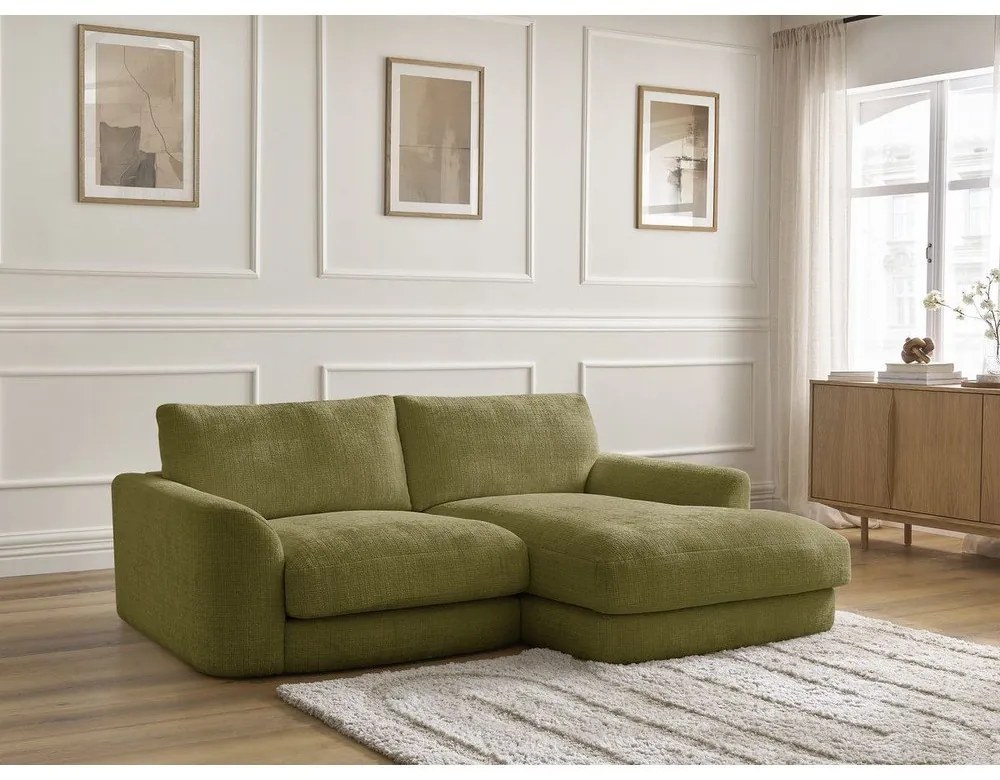 Khaki zsenília sarokkanapé (jobb oldali-heverő résszel) Leonore – Bobochic Paris