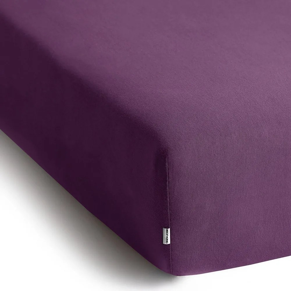 Lila gumis jersey lepedő 220x200 cm Amber – Restilo