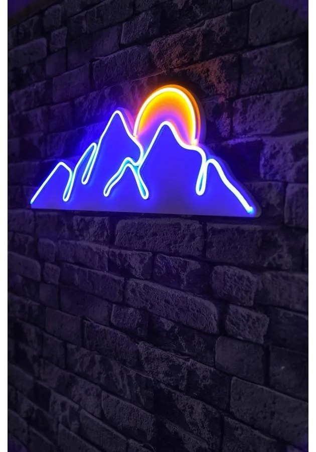 Műanyag LED-es fali dekoráció, Mountain - Blue - Sárga