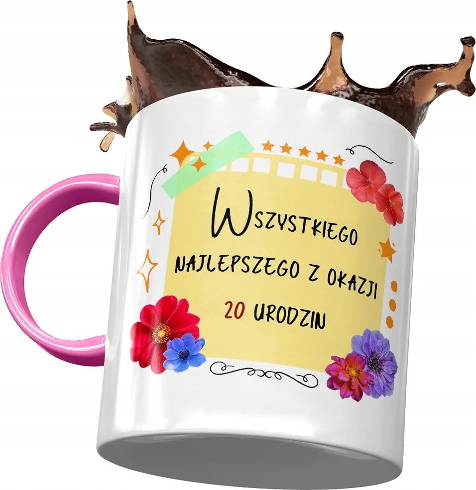 Rózsaszín Bögre Születésnapra 20 20. 20. Ajándék Nyomtatott Fotóval