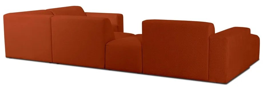 Téglavörös buklé sarokkanapé (U alakú) Roxy – Scandic