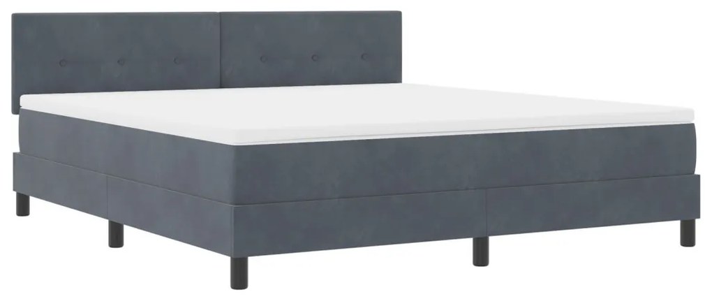 Boxspring Ágy Matraccal Sötétszürke Szuper King Bársony