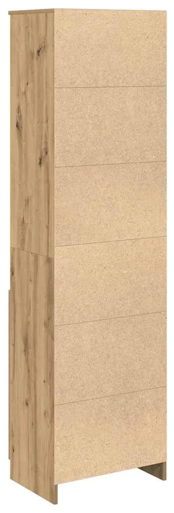 kézműves tölgy színű szerelt fa magasszekrény 50x35x180 cm