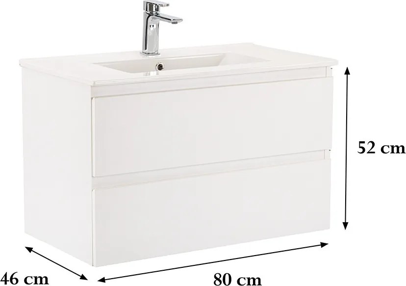 Vario Forte 80 alsó szekrény mosdóval fehér-fehér