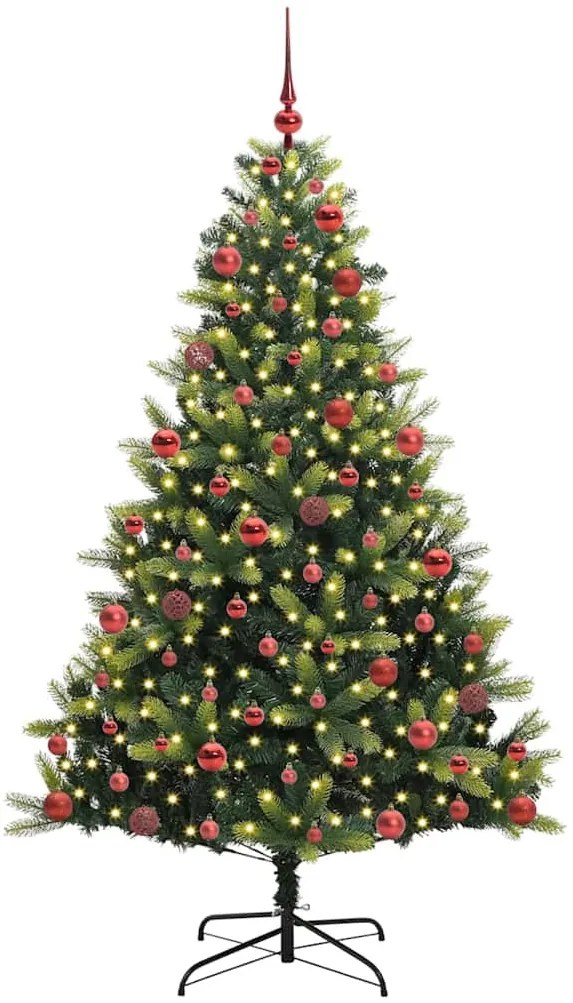 Mesterséges Hajlított Karácsonyfa 300 LED-del Zöld 180 cm