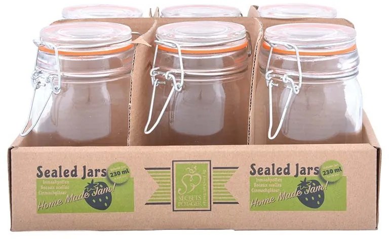 Csatos tároló üveg szett, 6 db-os