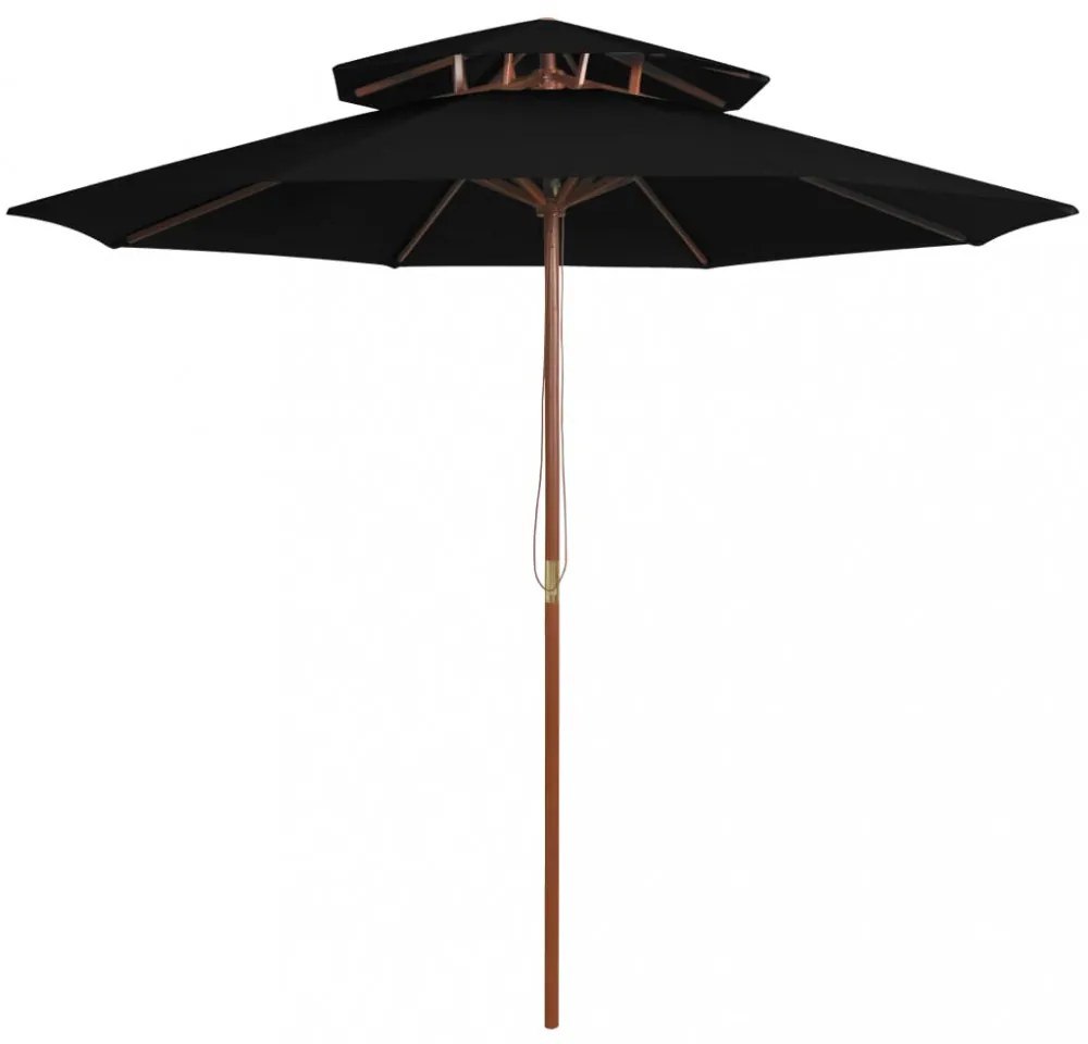 fekete kétszintes napernyő farúddal 270 cm