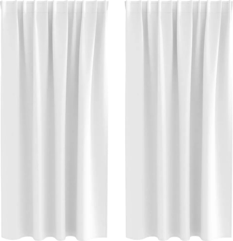 vidaXL Fekete Függöny Gyűrűkkel 2 pcs Fényes fehér 175 x 140 cm
