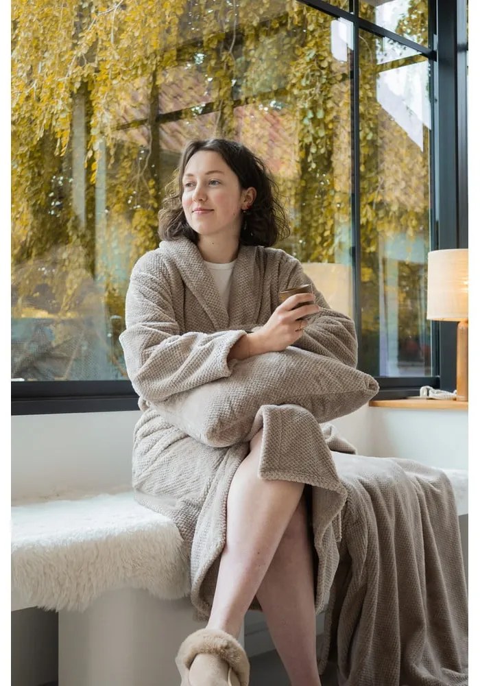 Szürkésbarna mikroplüss fürdőköpeny L/XL Pippa – Tiseco Home Studio