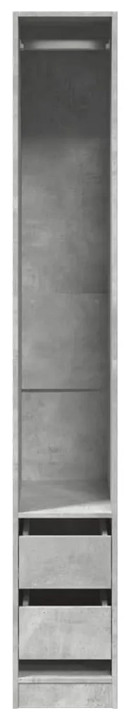 Betonszürke szerelt fa ruhásszekrény 30 x 50 x 200 cm