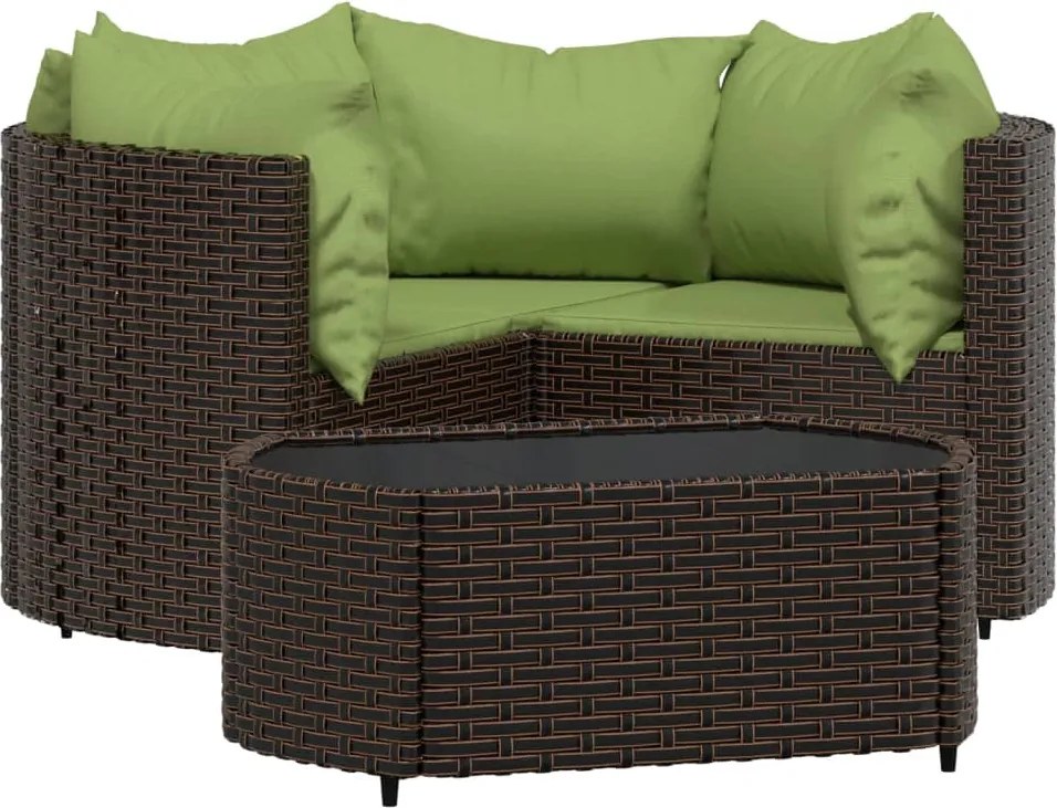 vidaXL 4 részes barna polyrattan kerti ülőgarnitúra párnákkal