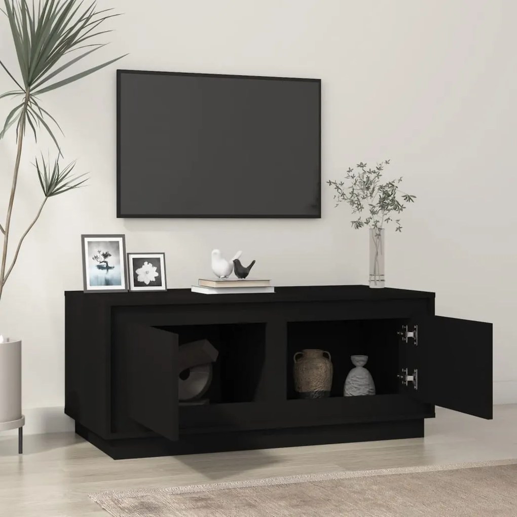 Fekete szerelt fa dohányzóasztal 102x50x44 cm