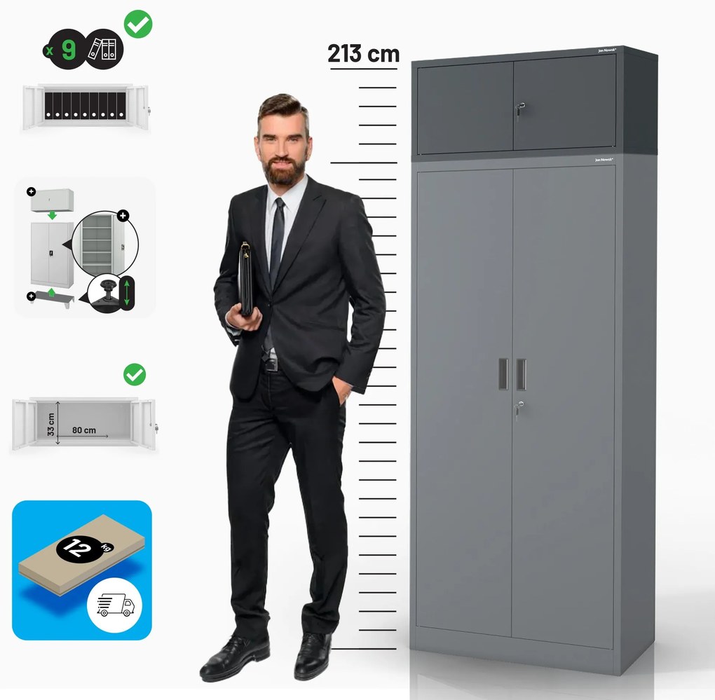 Moduláris felső szekrény EWA Compact 800 x 380 x 400 mm, antracit