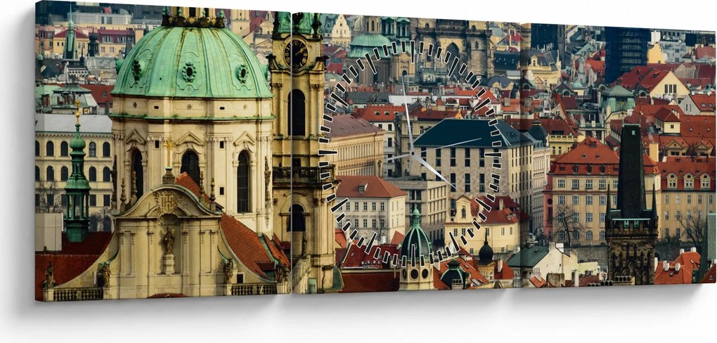 Kép - Prágai panoráma (órával) (90x30 cm)