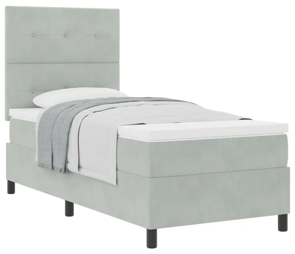 Boxspring Ágy Matrac Különböző Szürke Egyágyas Bársonyos