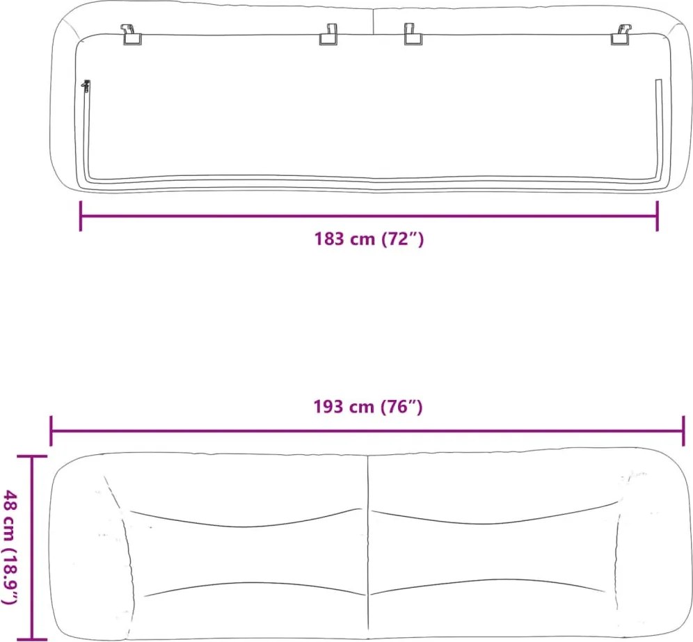 fekete műbőr fejtámla párna Hvar 183 cm
