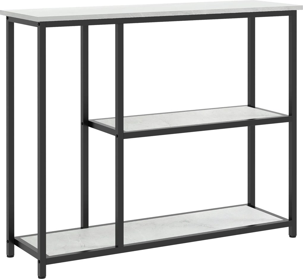 HOMCOM Konzolasztal, Előszobás Asztal 3 Polccal, 100 x 30 x 80 cm, Oldalas Asztal, Kis Kiállító Asztal Kisebb Terekhez, Előszoba, Folyosó, Nappali, Há