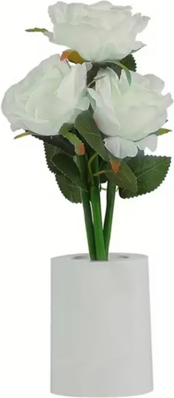 Led Lámpa Rózsa Fehér Rózsa cserépben Ajándék Nőnap 27cm