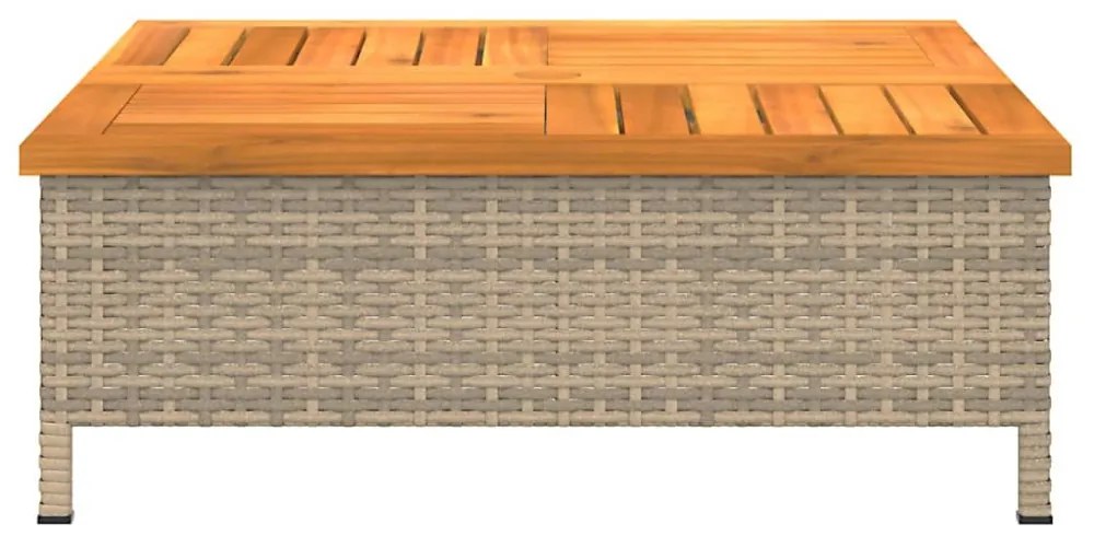bézs polyrattan és akácfa napernyőtalp-burkolat 70 x 70 x 25 cm