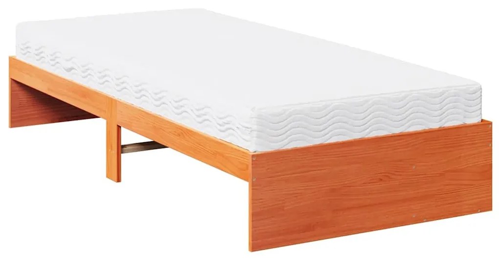 nappali ágy matraccal viaszbarna 100x200 cm tömör fa fenyőfa