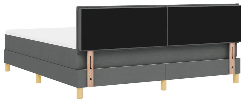 Boxspring ágy matraccal & LED sötétszürke 180x200 cm szövet