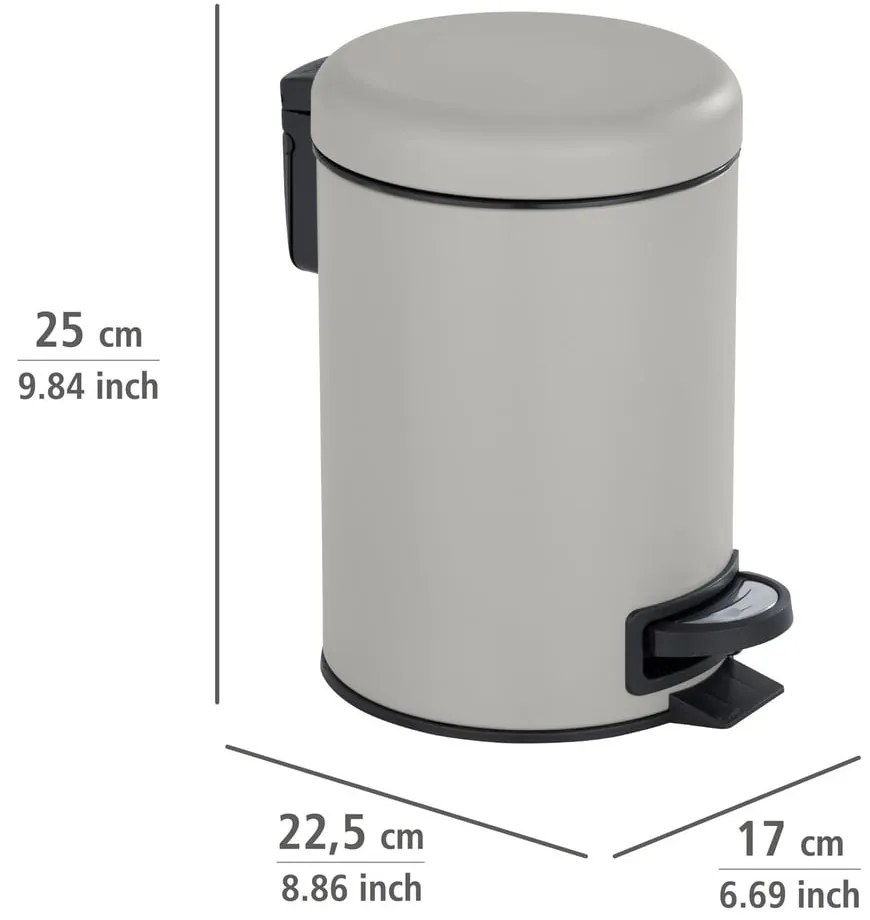 Leman szürke pedálos szemetes, 3 l - Wenko