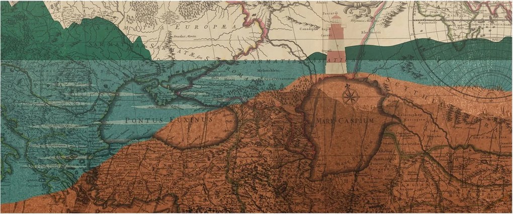 Fotótapéta Flizelin a ház szobájába 3D történelmi térkép 250x104 ragasztó