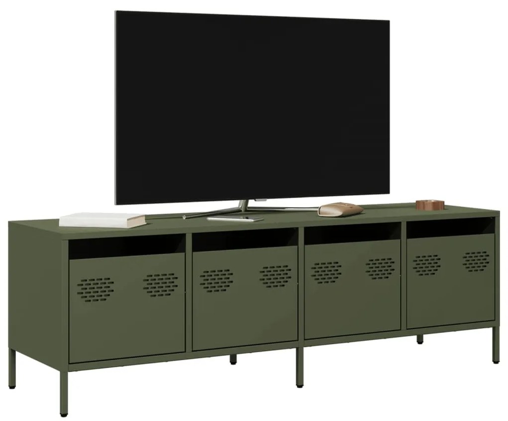olívazöld hidegen hengerelt acél TV-szekrény 135x39x43,5 cm