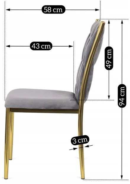 Elegáns Bársony Étkezőszék Szürke Színben. DAN