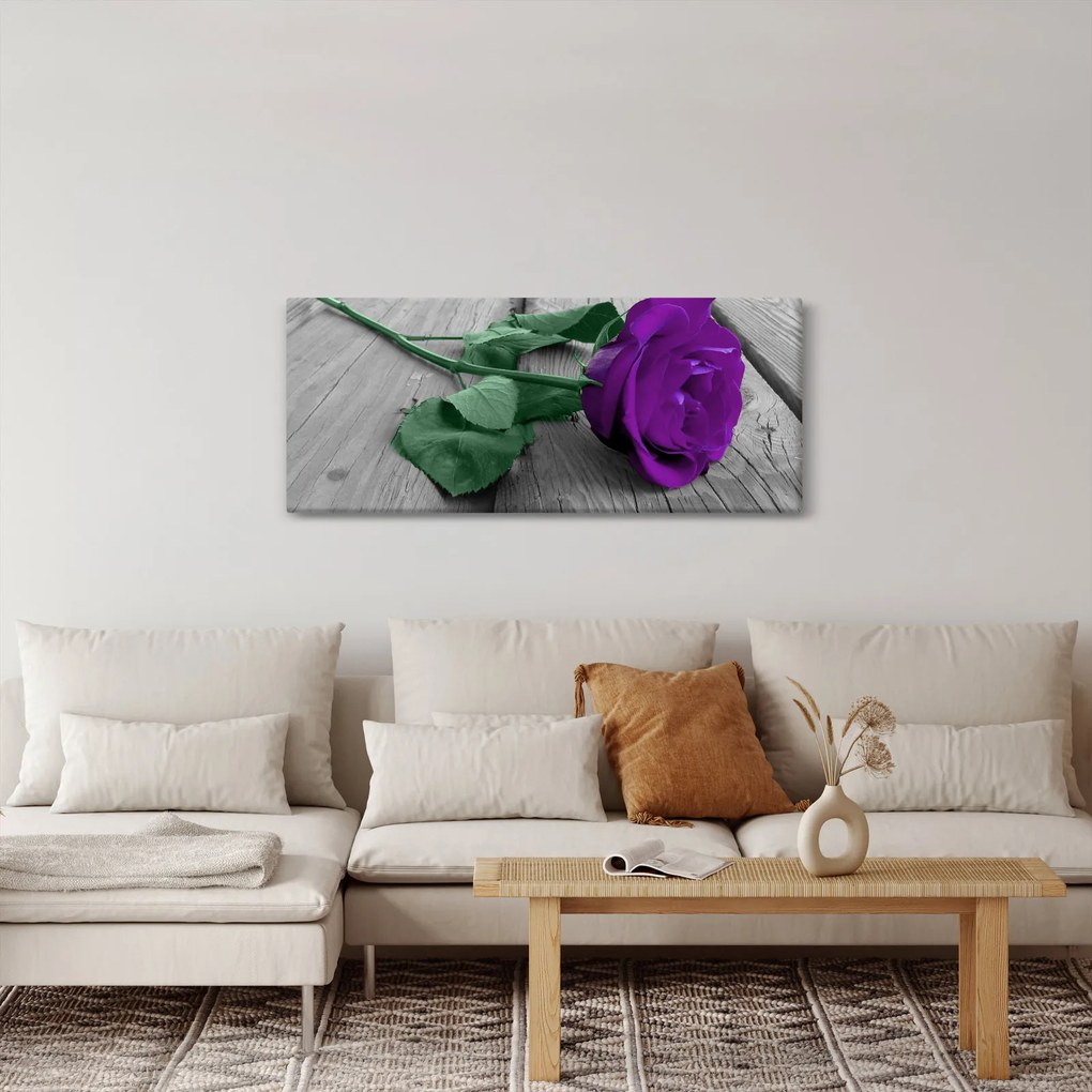Kép - Lila rózsa zöld szárral (120x50 cm)