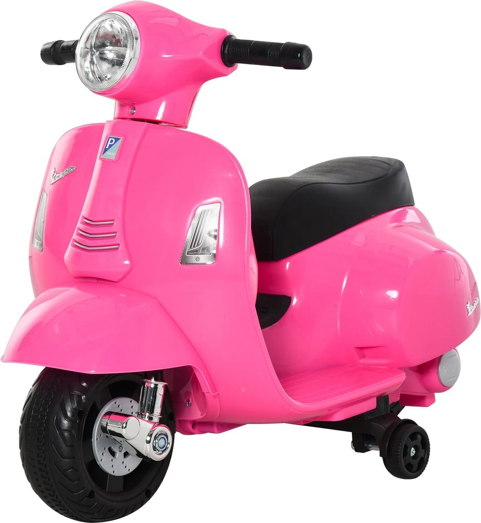 HOMCOM Elektromos Vespa Motor Gyerekeknek 18-36 Hónapos Korig 6V Akkumulátoros Motor Fénnyel, Gégével és 4 Kerekével - Licenses Gyerekmotor 66.5x38x52