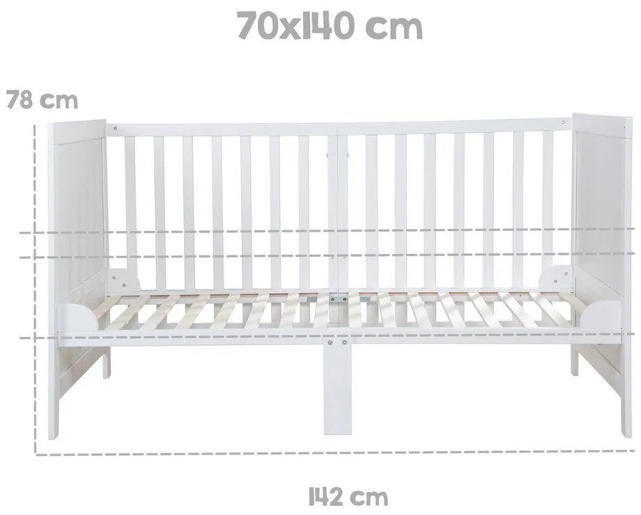Fehér babaágy állítható magassággal 70x140 cm Easy Sleep – Roba